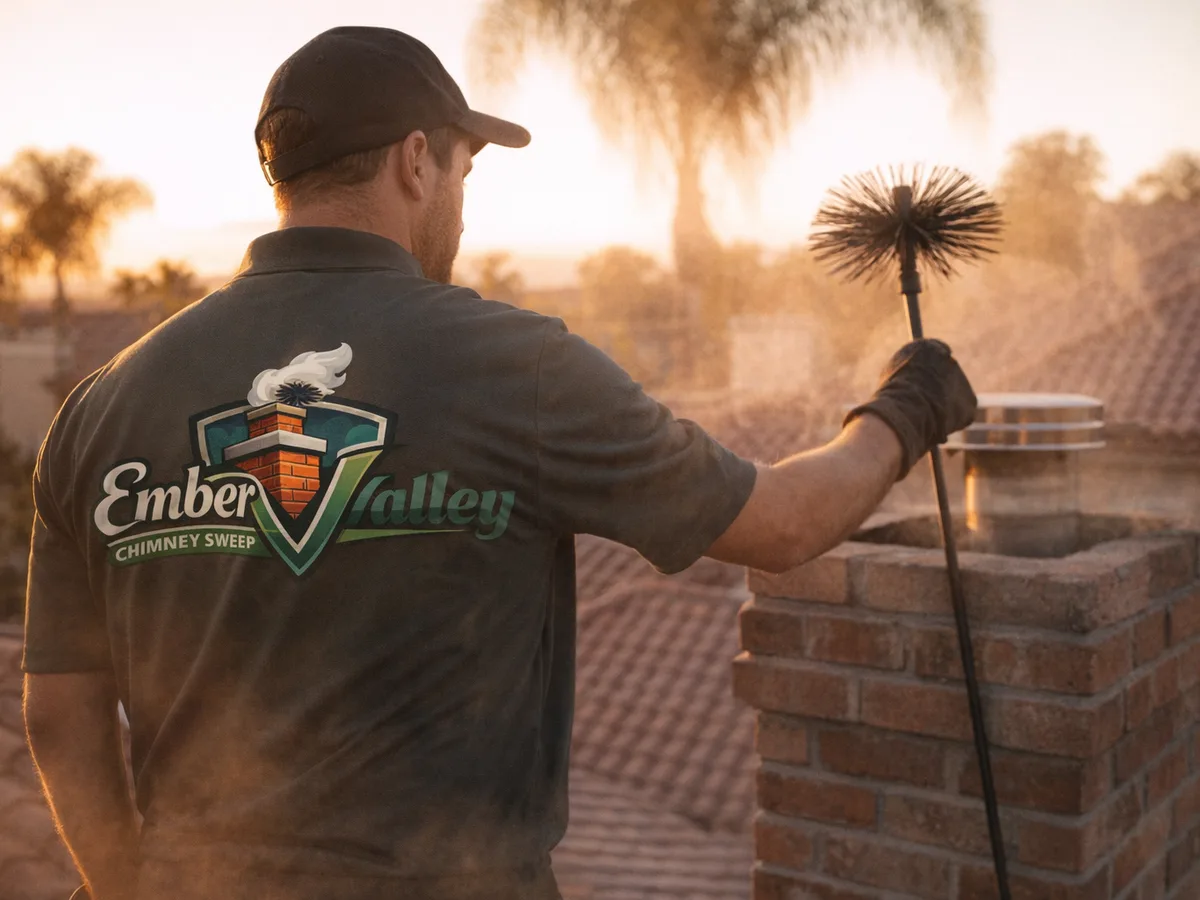 chimney sweep technician on the job in San Diego, CA